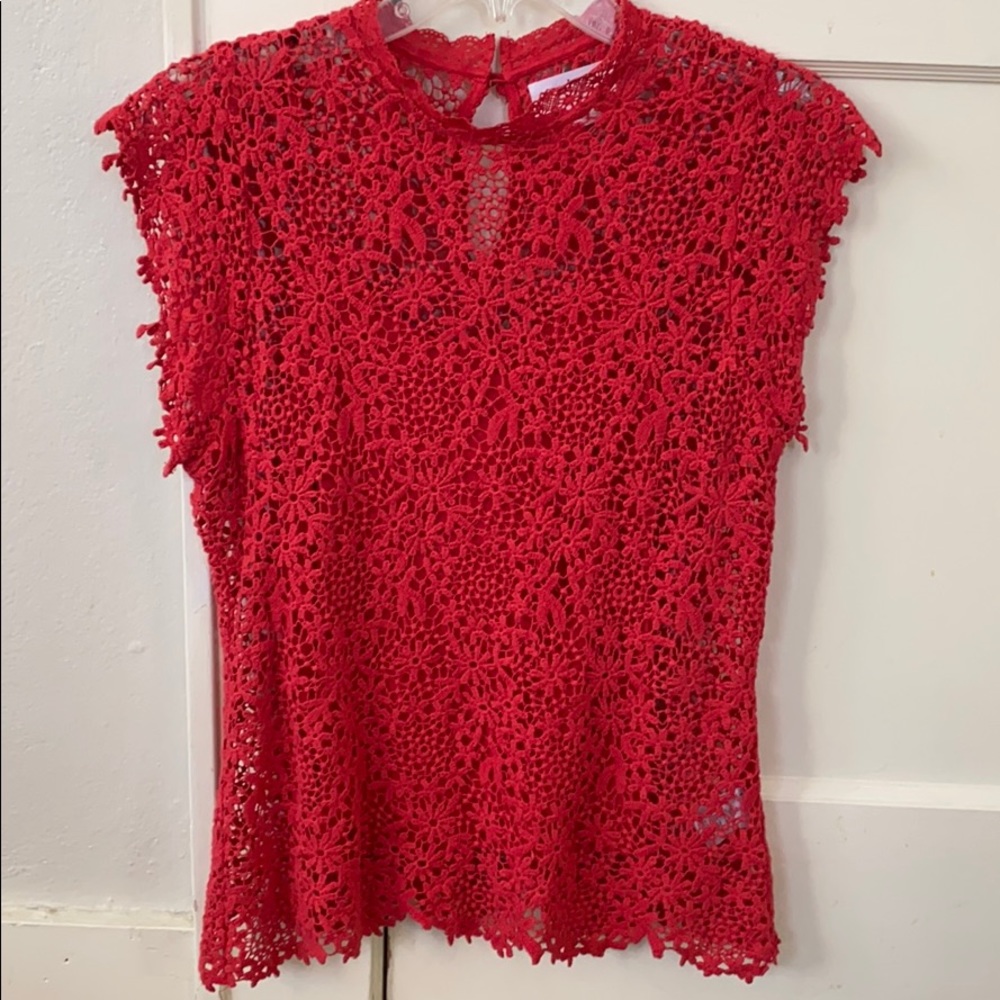 Velvet by Graham & Spencer Red flower Lace top
